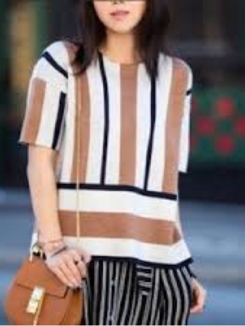 J. CREW Striped Short-Sleeve Knit Top Sweater Tan 100% Merino Wool S Preppy Work